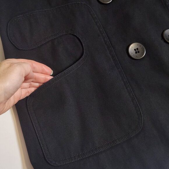 Via Spiga Double Breasted Swing Pea Coat Women's Small Black Cotton - Picture 7 of 13